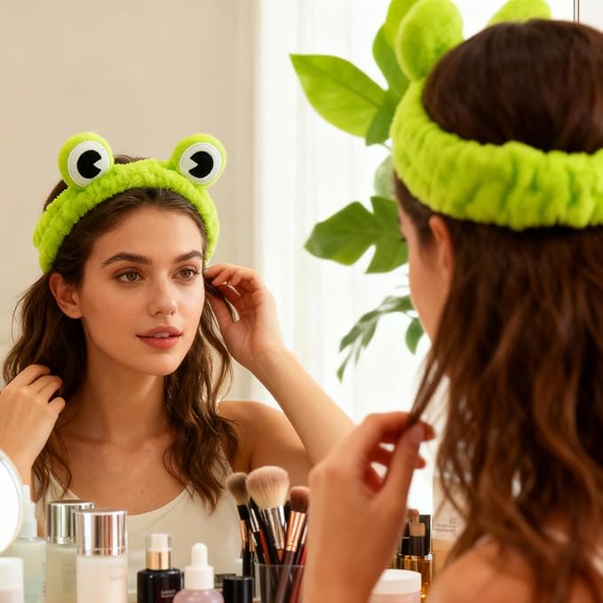 3pcs Spa Headband Cute Hair Band for Washing Face Women Microfiber Makeup Headbands with Snails Frog Crab Designs Coral Fleece Face Wash Facial Head Wraps Hair Lace for Cosmetic Shower