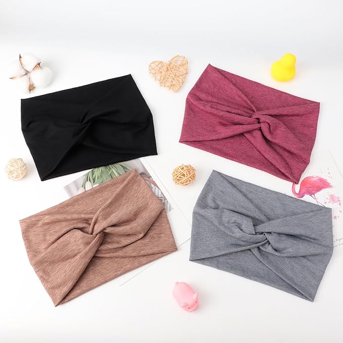Extra Wide Headbands for Women Large Turban Headband Non Slip Boho Elastic Hairband Hair Twisted Knot Head Bands Accessories