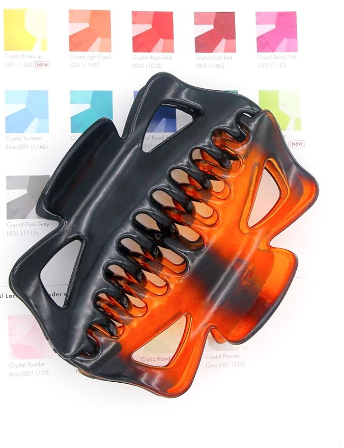 Large Hair Claw Clips for Long Thick Hair Women 5 Inches Big Plastic Claw Clamps 2pcs In Set Hair Accessories Clips (Butterfly-Black+Amber)
