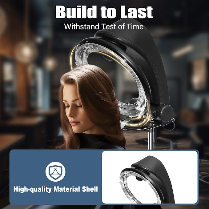 3 in 1 Orbiting Infrared Hair Dryer, Professional Salon Hair Steamer with Adjustable Height 55.12-64.96in, Digital Display & 4 Wheels for Hair Care, Coloring, Drying, 110V