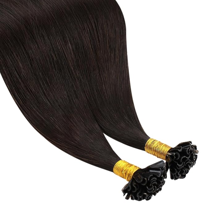 YoungSee U Tip Hair Extensions Human Hair Brown 16 Inch Darkest Brown K Tip Hair Extensions Real Human Hair 50s/50g