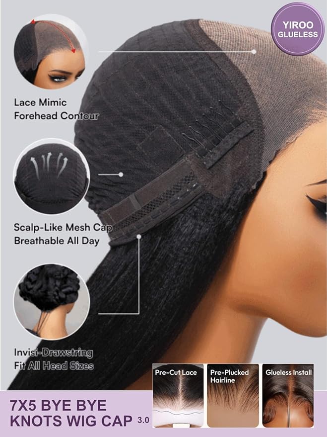 YIROO Bye Bye Knots Pre Everyting Glueless Wigs Highlight Balayage Brown Body Wave Put on and Go 7x5 Pre Cut Lace Front Wig Invisible Knots Pre-Bleached Pre Plucked Ready to Go 150% Density 16inch