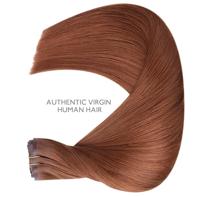 WENNALIFE Seamless Clip In Hair Extensions Human Hair, 24 Inch 160g 7pcs Dark Auburn Copper Real Hair Extensions Clip in Human Hair Invisible PU Skin Weft Natural Remy Human Hair Extensions