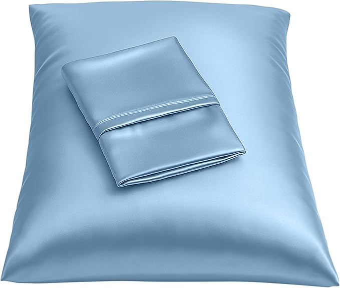 BLISSFORD Luxury Satin Pillowcase for Hair – Queen Satin Pillowcase with Zipper, Jewel Blue (Pillowcase Set of 2)