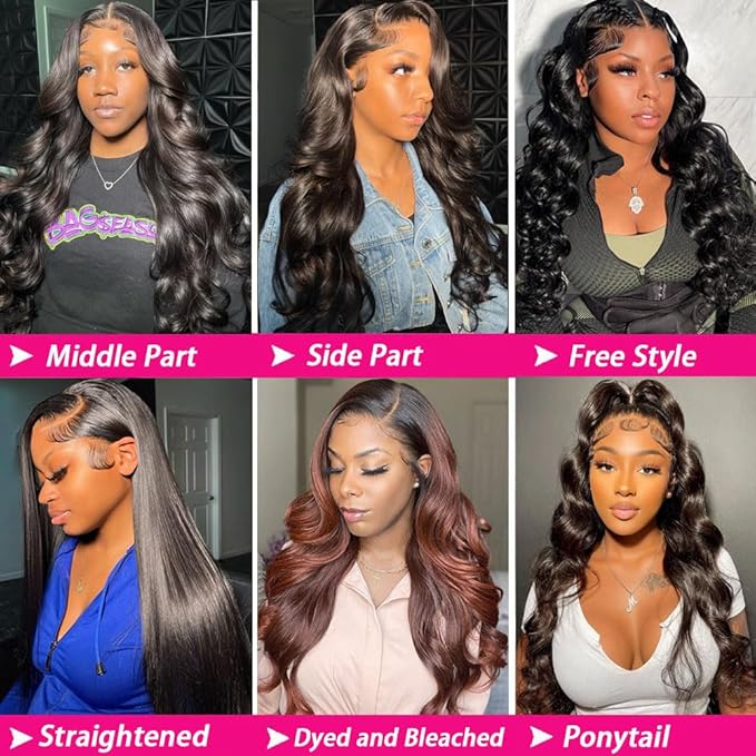 30 Inch Body Wave Lace Front Wigs Human Hair 13X6 HD Lace Frontal Wigs Human Hair 180% Density Glueless Wigs Human Hair Pre Plucked for Women Brazilian Virgin Body Wave Wig Natural Color