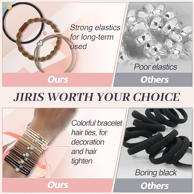 JIIRS 20PCS Boho Hair Ties,Elastic Bracelets,Elastic Hair Ties, Hair Bands For Ponytails,Ponytail Holder for Thick or Thin Hair,Boho Hair Bracelets No-Damage For Daily Life, Sport, Working(Set9)
