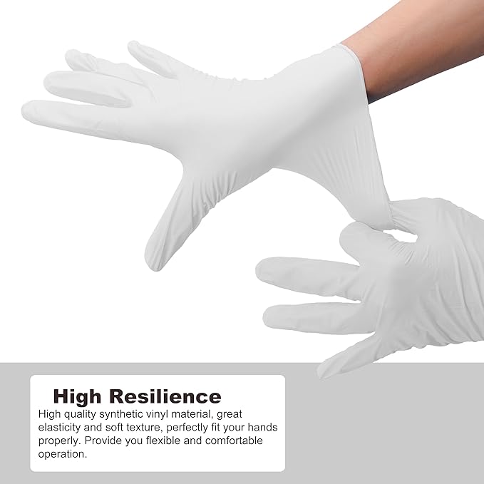 Disposable Gloves Large, Nitrile and Vinyl Blend Material Gloves, Latex Free 4 Mil 200 Pc Food Grade Glove for Cleaning, Food Prep,Hair Dye,Tattoo, White
