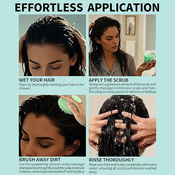 SEVICH Scalp Scrub with Massager for Mild Moisturizing Version,Hydrating Scrub with Apple Extract & Sea Salt,Gently Soothes Dryness and Adds Shine,100g