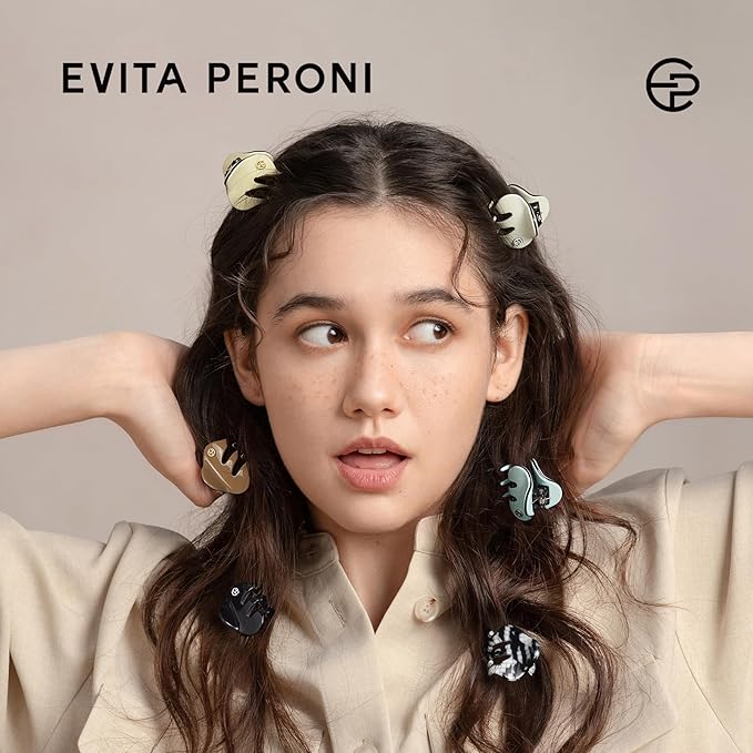 EVITA PERONI Small Hair Clips 2 Pcs Set, Mini Hair Clip for Hair, Little Tiny Claw Clips for Women Girls Half Updo (Caramel Brown, Elegant Black)