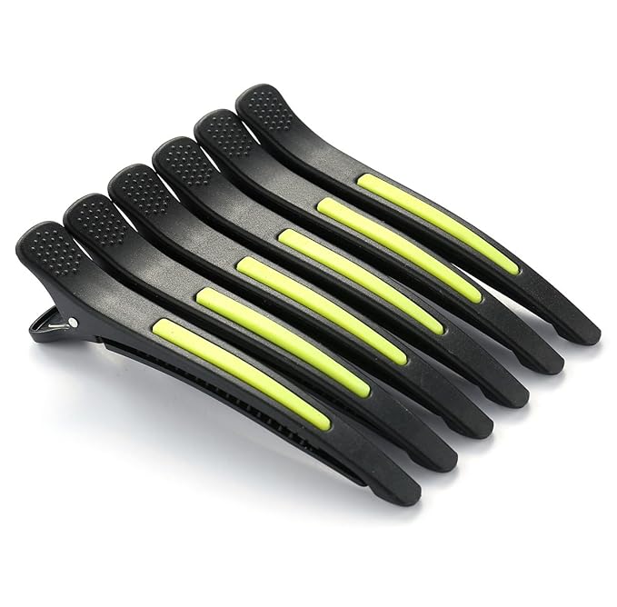 6Pcs/set Pinup Plastic Duck Bill Hair Clips for Sectioning Hair - Professional Non Slip Silicone band Clips Salon DIY Accessories Hairpins Hairgrip for Women(Blcak-Style3)