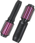 Youbella Cordless Hair Curling Iron Brush, Mini Travel Hot Straightener Comb, 3-in-1 Portable Wave Curling Wand, 1.5″ Ionic Heated Brush, USB Rechargeable Hair Curler, Black – No Automatic Rotation