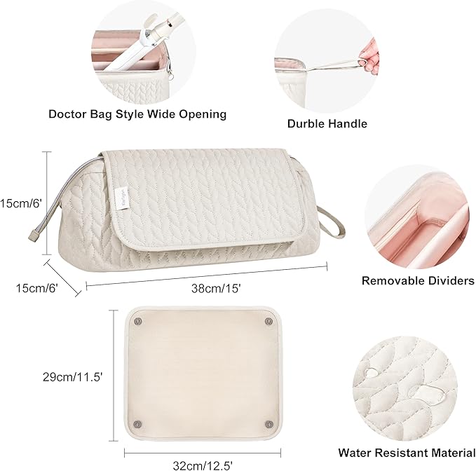 Hair Tools Travel Bag Karsyon Heat Resistant Mat Case Hot Tools Straightener, Curling Iron,Hair Dryers,Haircare Accessories Travel Essentials for Women 2 in 1 Organizer Bags(Beige)