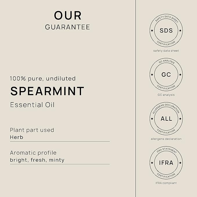VINEVIDA Spearmint Essential Oil 4 oz - Undiluted Spearmint Oil - DIY Candle Scents for Candlemaking - Bulk Essential Oil for Soap Making Safe for Skin