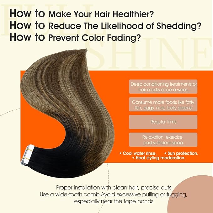 Full Shine Balayage Tape in Hair Extensions Real Human Hair 12Inch Real Tape Extensions 30G 20Pcs Seamless Remy Skin Weft Black Ombre Pu Adhesive Hair Extension 1B/6/27 Black And Blonde Soft Natural