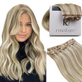 RUNATURE Brown Human Hair Clip in Extensions, 20 Inch Clip in Hair Extensions Real Human Hair, Long Hair Extensions Clip Ins, Remy Natural Hair, Add Length, 50g 3pcs #8P60 Ash Brown Highlight