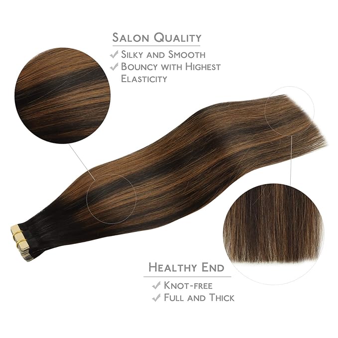 WENNALIFE Tape in Hair Extensions Human Hair, Remy Hair Extensions Straight Human Hair Tape in Extensions Skin Weft Tape Extensions