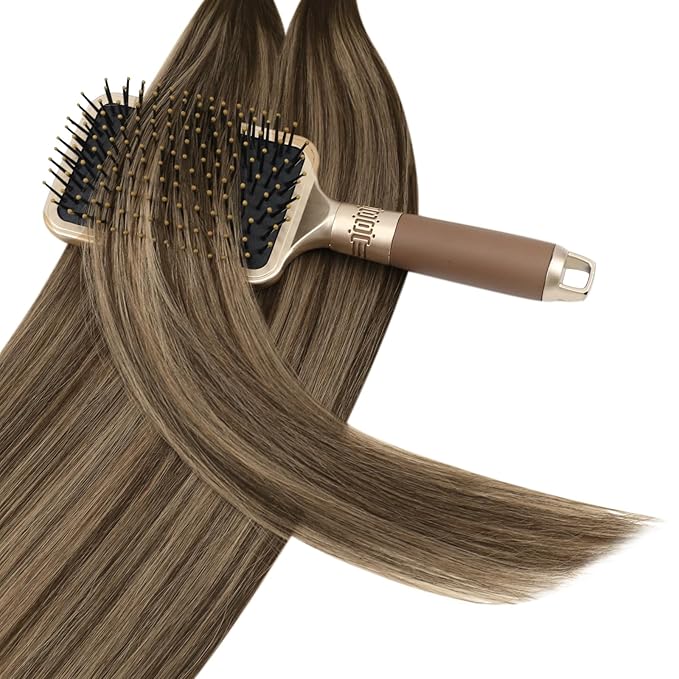 YoungSee U Tip Hair Extensions Human Hair Brown Highlight K Tip Hair Extensions Real Human Hair 24 Inch Keratin Hair Extension Blonde Highlight Utip Extension Dark Brown Highlight Blonde 50s/50g