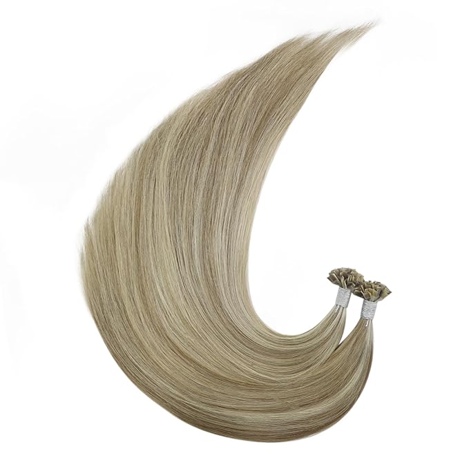 YoungSee K Tip Hair Extensions Light Brown Highlight K Tips Human Hair Extensions Light Brown Highlight Blonde 18In 50s/50g