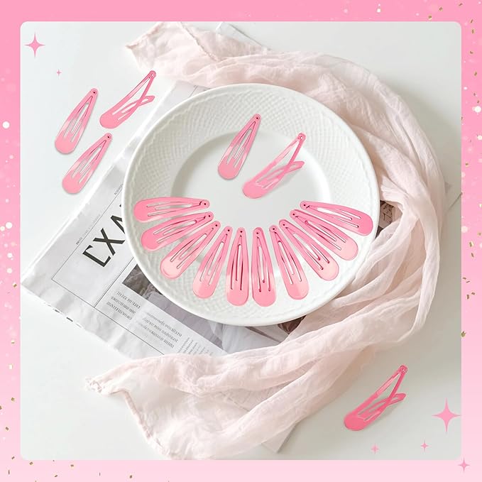 2 Inch Pink Hair Clips Barrettes Metal Snap Clips for Women Durable Water Drop Ideal Hair Accessories for Hairdressing Wedding and Everyday Use 20 pcs