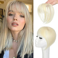 Bangs Hair Clip in Bangs 360°3D Cover Hair Topper Synthetic HairPieces for Women Bleach Blonde Wispy Fake Bangs Toppers for Daily Wear