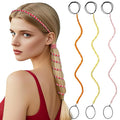 3 Packs Ponytail Holders Hair Ties for Women, Spiral Pony Tails Elastic Braided Hair Holders for Gym Swimming Sports (3pcs25"colorful39)