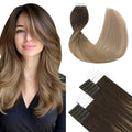 SURNEL 18 inch Tape in Hair Extensions Balayage 2 Dark Brown Fading to 6 and 18 Ash Blonde Tape in Human Hair Extensions 20 pcs 50g(#2/6/18-18)