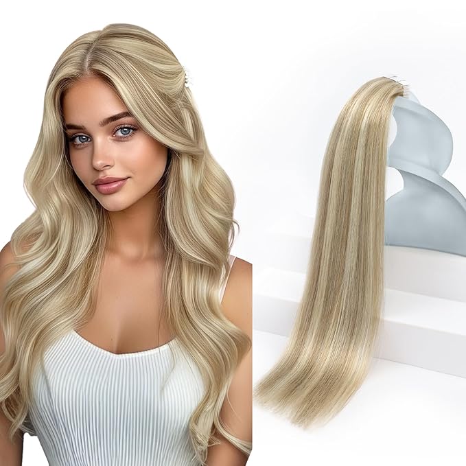 Sunny Hair Tape in Hair Extensions Human Hair, Blonde Hair Extensions Tape in Highlight Blonde Human Hair Tape in Extensions 14 inch 50G