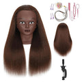 100% Real Hair Mannequin Head Training Head Manikin Cosmetology Doll Head for Hairdresser Practice Braiding Hair Styling with Clamp stand (18inch)