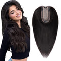 SEGO Real Human Hair Topper for Women, No Bangs Hair Topper with Anti-Slip Clips (16 Inches 1B Natural black)