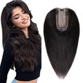 SEGO Real Human Hair Topper for Women, No Bangs Hair Topper with Anti-Slip Clips (18 Inches 1B Natural black)