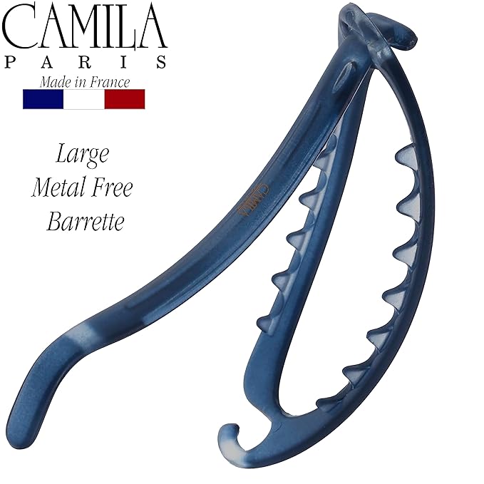 Camila Paris CP3117 French Hair Barrette Clip, Flexible Ponytail Holder No Metal Parts, Strong Hold Grip Hair Clips for Women, No Slip and Durable Styling Girls Hair Accessories, Made in France