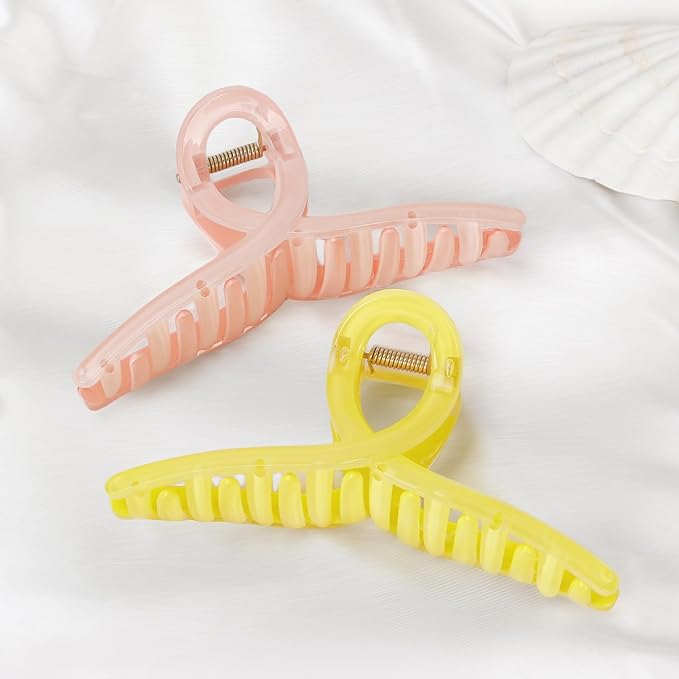 Big Hair Claw Clips Large Butterfly Hair Clips for Women 5.1" Large Transparent Clip Larger Size Hair Clip for Girls Clear Candy Hair Clip Hair Accessories for Long Thin Thick Hair 4 Pcs