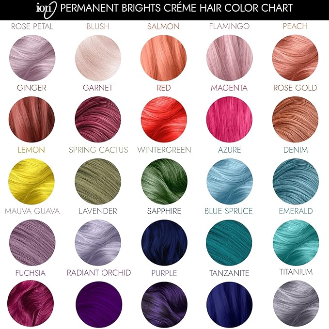 Ion Permanent Brights Creme Hair Color Radiant Orchid, Vegan, Cruelty Free, PPD Free, 100% Gray Coverage, Long Lasting, Fade Resistant Color, 2.05 oz