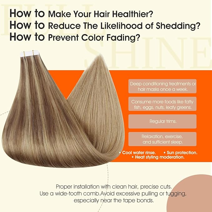 Full Shine Hair Extensions Tape in Color 10/16/16 Balayage Ombre Tape in Hair Extensions for Women Straight Seamless Skin Weft 22Inch Remy Human 50Gram 20Pcs Brazilian Soft