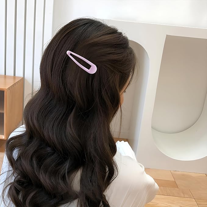 Small Hair Barrettes For Women No Slip Metal Snap Clips For Thin And Fine Hair,Matte Black Multiple Purple,20 PCS,1.97 x 0.5 Inch.