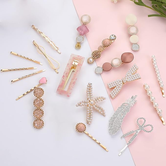 20 Pieces Pearl Hair Clips Set, Hair Barrettes Acrylic Resin Sweet Decorative Bobby Pins Hairpin Headwear Hair Accessories Headwear for Women and Girls…
