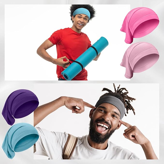 SATINIOR 6 Pcs Spandex Dreadlock Cap Dreadlock Tube Bands Unisex Men Women Elastic Hair Dreads Head Wraps Headbands for Dreads Accessories, 6 Colors(Plain Color)