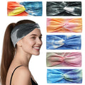 6 Pcs Wide Headbands for Women, Boho Tie Dye Headbands, Soft Fashion Headbands, Hair Bands for Daily Workout Yoga, Z-AB