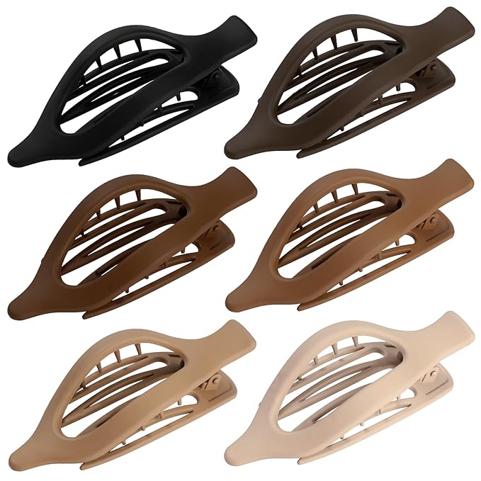 Flat Hair Clips for Women - 6 PCS French Flat Claw Clips Medium Hair Clips for Girls Large Hair Claw Clips for Thick or Thin Hair Strong Hold No Slip Hair Accessories for women (Brown)