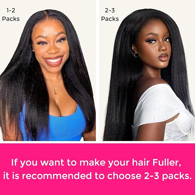 Lashey Seamless Hair Extensions Real Human Hair 110g 7pcs Light Yaki Straight Clip in Hair Extensions Natural Black 24 Inch Seamless Long Clip ins for Women