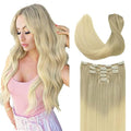 DOORES DOORES Classic Clip Seamless Clip, 5pcs 80g 18 Inch Balayage Ash Blonde to Golden Blonde and Platinum Blonde