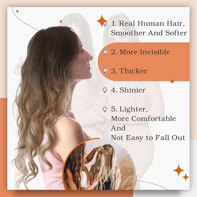Full Shine Brown And Blonde Tape in Hair Extensions Balayage Color 2/6/18 Natural Tape Extensions Double Sided Hair Extensions Tape Hair Seamless Straight Real Hair Extension 14Inch 20pcs 50G