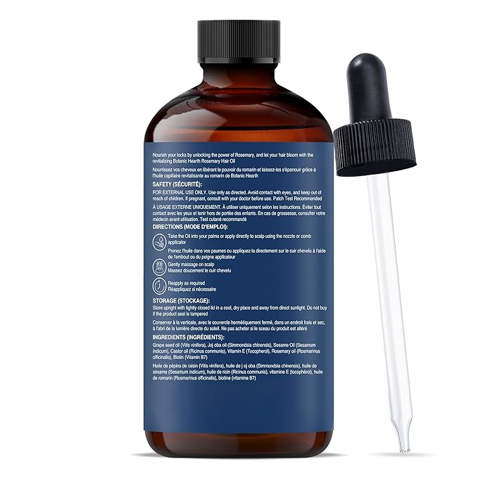 Botanic Hearth Rosemary Oil for Hair Growth | Strengthening Biotin, Jojoba, Castor Hair Growth Oil for frizzy hair | Dry, Damaged Scalp Treatment | Color Safe | All Hair Types | 2 Fl Oz