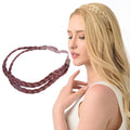 DIGUAN Double Three Strand Synthetic Hair Braided Headband Hairpiece Extension Women Girl Beauty accessory (Burgundy)