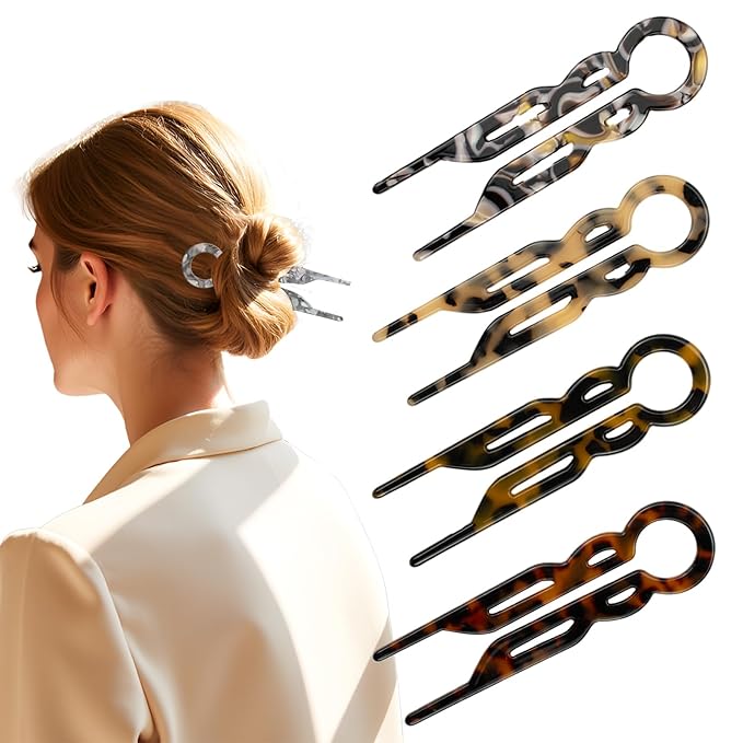 4-Pack Hair Pin, Prestige Hair Pin Elegant Hair Clips for Women,Long Thick Hair Non-Slip + Reusable Storage Case