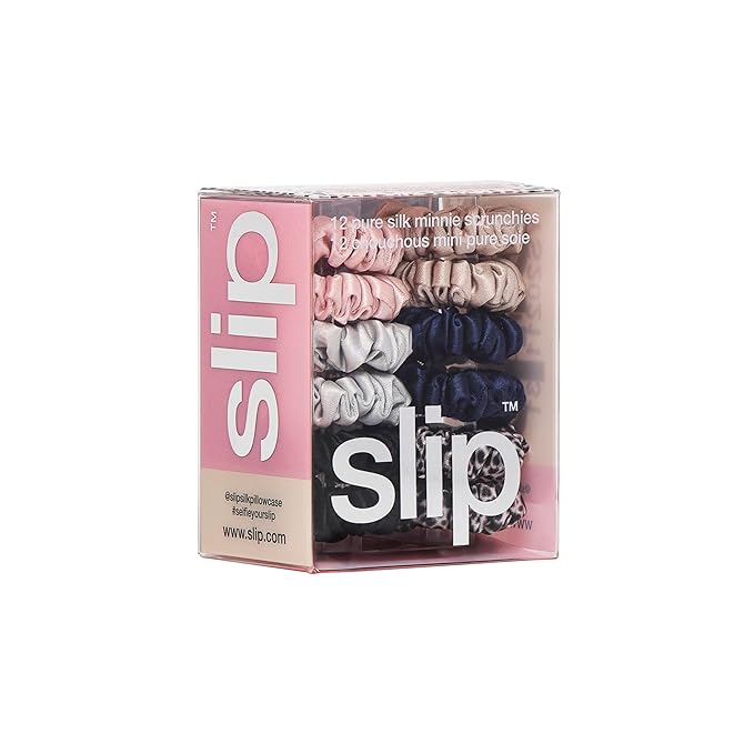 slip Minnie Scrunchies Classic | Pure Silk Scrunchies Set | 100% Mulberry Silk, Anti-Crease, Gentle on Hair, Reduces Breakage | Set of 6 Classic Colors | Stylish, Durable, Ideal for All Hair Types