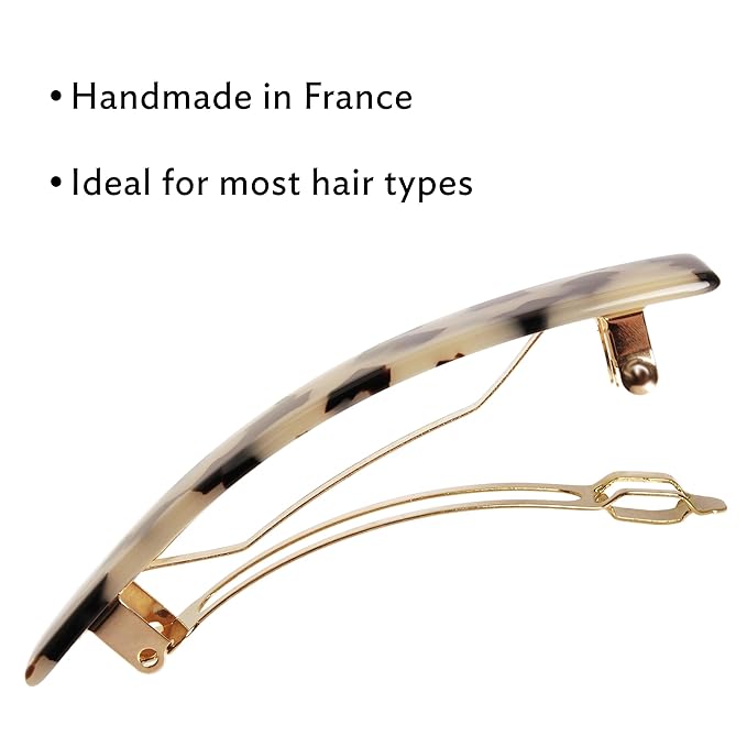 Ivory Tortoise Hair Barrette for Thin Hair, Classic Rectangle French Barrette for Women, Lightweight and Comfortable, Strong Hold, Ivory Tokyo | France Luxe