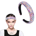 Sparkle Wide Headband for Women Girls Colorful Sequin Headbands Fashion Glitter Headband Comfortable High Elastic Head Band Hair Hoop Hair Accessories for Womens