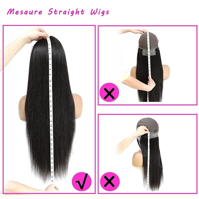 13x6 Lace Front Wigs Human Hair for Women 180 Density HD Transparent 28 Inch Straight Lace Front Wigs Human Hair Pre Plucked Glueless Lace Frontal Wigs Natural Black Color