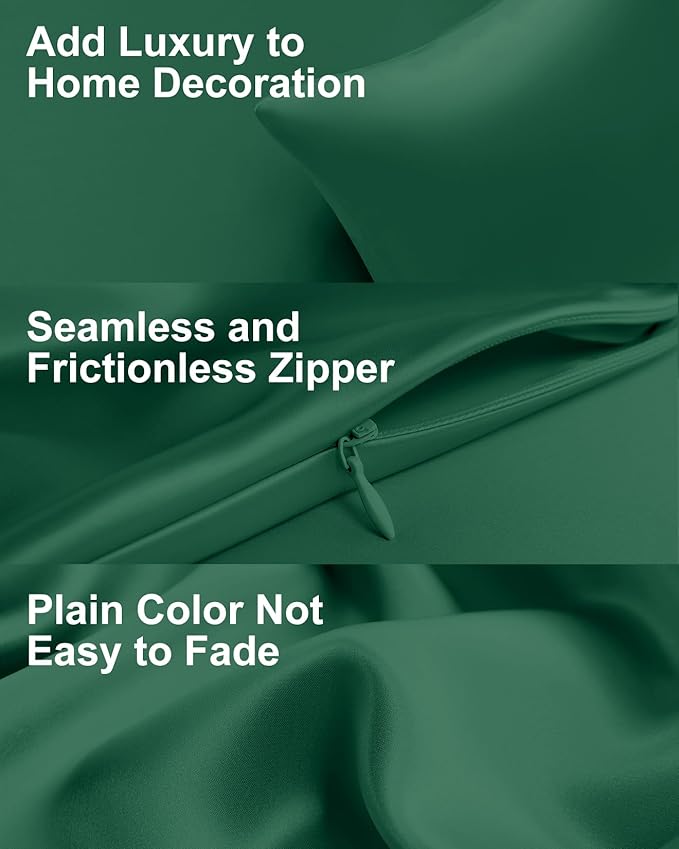 THXSILK 100% Pure Mulberry Silk Pillowcase for Hair and Skin, Grade 6A+ Pure Mulberry Silk Body Pillow Case Body Size 20"x54", Real Silk Soft Pillowcase with Zipper(Emerald Green)